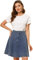 Allegra K Damen Hohe Taille A-Linie Ausgestellte Plissee Casual Midi Denim Rock, hellblau, 34