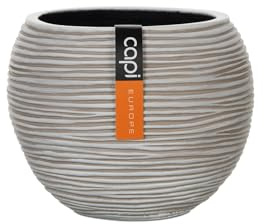 Capi Europe - Gefäß Kugel Rib Anthracite & Ivory - 30x25 - Elfenbein - Blumentopf für drinnen - CAPI Indoor - BOFI104