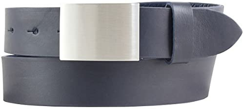 BELTINGER Gürtel aus Vollrindleder 3,5 cm | Jeans-Gürtel für Damen Herren 35mm | Chino-Gürtel Anzuggürtel mit Koppel | Blau 95cm