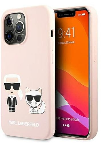 KARL LAGERFELD KLHMP13LSSKCI Handyhülle für iPhone 13 Pro/13 6,1 Zoll (15,7 cm) Silikon Hülle - Hellrosa