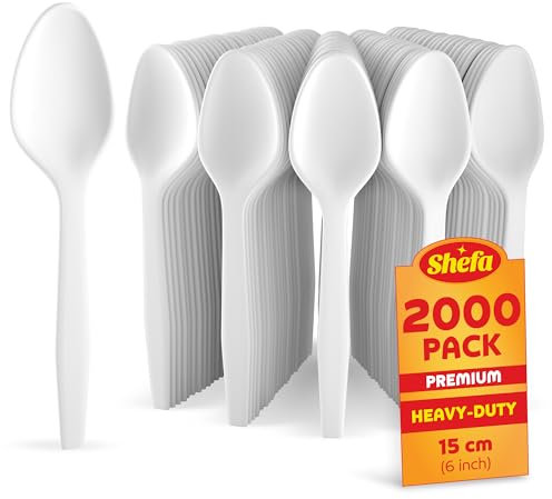 Shefa 2000 Premium Spoons, Heavy Duty Spoons, Microwave-Safe Tablespoon, 6 Long for Birthday, Parties, Camping