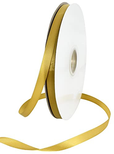 TONIFUL Satinband Dunkelgold 10mm, 91 Meters Dekoration Geschenkband Fein Schleifenband, Stoffband für Hochzeit, Taufe und Geburtstag Geschenke Der Valentinstag Verpackung von Geschenken