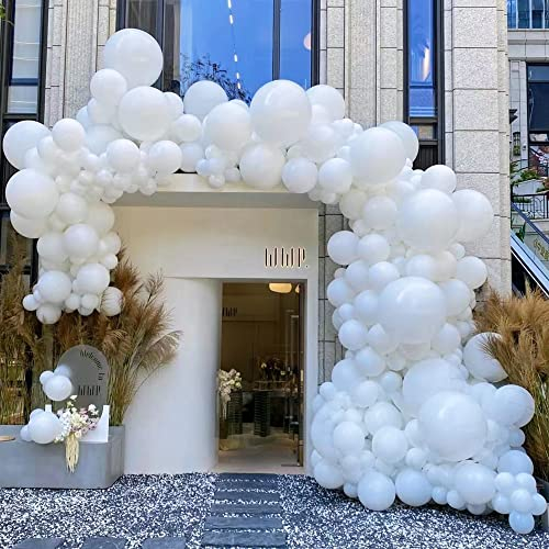 SANERYI Luftballons Weiß Weisse Ballon Girlande 150 StüCk Verschiedene GrößEn Helium Gas für Geburtstag Hochzeit Baby Taufe Kommunion Party Deko (18 10 5 Zoll)