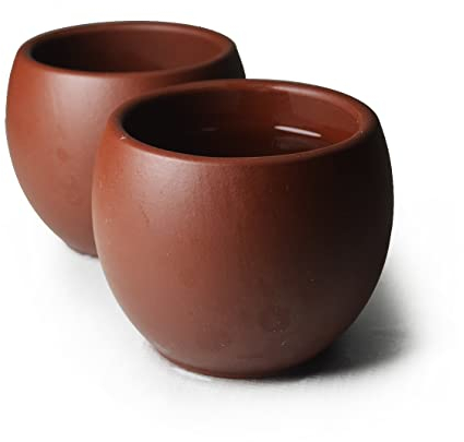 YXHUPOT Teetasse, chinesischer Ton, echte rote Dahongpao Zisha GongfuTeetassen, 80 ml, rund, rot, 2 Stück