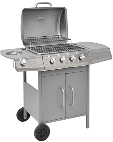 INLIFE Gasgrill 4+1 Brenner Silbern