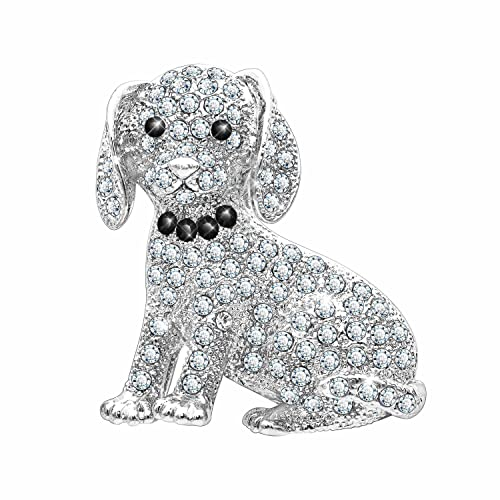KristLand Vintage Hund Brosche Vollkristall Tier Brosche Pin Corsage Art Deco Retro Niedlicher Hund Brosche Pin Geburtstag Party Geschenk für Frauen Männer