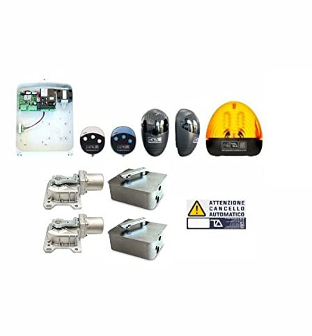 Kit moteur électromécanique sous-sol UM7 porte battante max 500 kg / 2,50 mètres pour battant, boîtes de fondation, 2 radiocommandes, photocellules, clignotant - Tecno Automation KITIB7TN