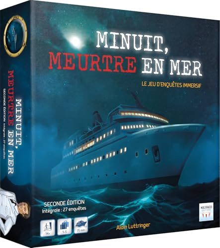 Asmodee - Mitternacht, Mord im Meer, 2. Edition, mehrseitig, Ermittlungsspiel, kooperativ oder Solo – ab 14 Jahren – 1 bis 6 Spieler – 30 bis 90 Minuten – französische Version