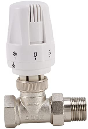 ANTIOCH Robinet de radiateur thermostatique en laiton de 3/4 Pouce, robinet de contrôle de température automatique DN15 de type droit, chauffage au sol