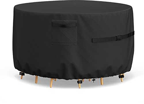 Armorget Housse Salon de Jardin Ronde 230x100 cm, 600D Haute Résistance, Housse Canape de Jardin Exterieur, Coupe-vent, Anti-UV, Housse Table de Jardin avec sorties d'air, Boucles, Cordon Ajustable