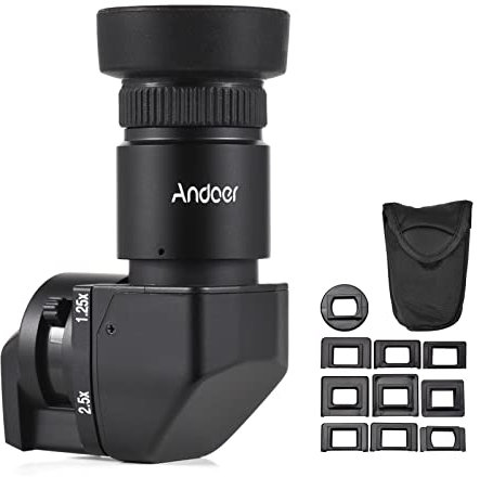 Irfora Kamerasucher 1,25-fache/2,5-fache Vergrößerung, rechtwinkliger Sucher mit 10 Montageadaptern, Ersatz für Canon Nikon Pentax Olympus Leica Fujifilm DSLR-Kamera