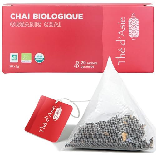 Tè nero Chaï biologico alle spezie con cannella di Ceylon, anice stellato, chiodi di garofano - Agricoltura biologica certificata - Thé d'Asie di KHLA (Infu x20)