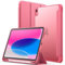 JETech Matt Hülle für iPad (A16) 11./10. Generation (2025/2022) mit Stifthalter, Mattierte Durchscheinende Rückseite Schlank Ständer Tablet Schutzhülle (Rosa)