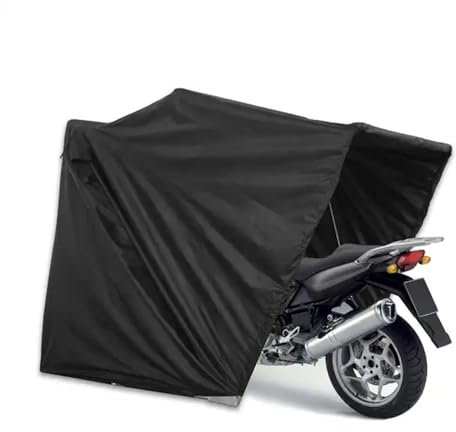 PRUJOY Semi-automatic Portable Motorcycle Garage Bike Shelter Storage Motorbike Shed Bicycle Tent (Black 136 * 71 * 75in)