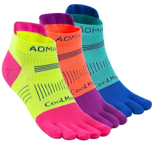 likloks Hommes/Femmes Chaussettes à Orteils CoolMax Haute Performance Athlétique Running Cinq-Doigts Sport Chaussettes Doux Respirant et Confortable, taille 44-47