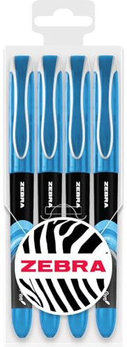 Zebra Fuente - Disposable Fountain Pen - 1.0mm Fine Nib 0.6mm Line Width - Wallet of 4 (Teal)