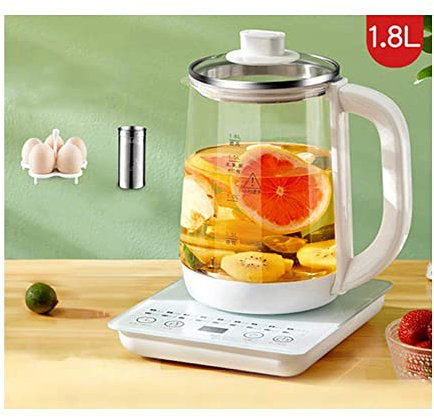 ONWEE Multifunction Electric 1.8L,Mini Glass Keep Warm Pot,Can Be Use on Stewed Porridge Slow Cook/White vision