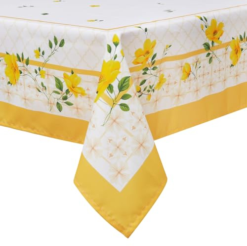 Arquiel Frühlings- und Sommer-Tischdecke, rechteckig, Wildblumen-Tischdecke, wasserdicht, schmutzabweisend, Stoff, Tischdecke für Party, Picknick, Abendessen, Dekoration (140 x 180 cm)