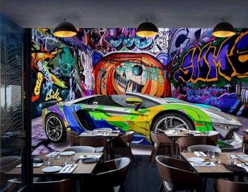 Fototapete 3D Tapete Graffiti-Auto Tapeten Vliestapete Wandbilder XXL Wanddeko Wandtapete -332302 150x105cm