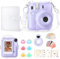 Rieibi Zubehör für Fujifilm Instax Mini 12, Geschenkpaket enthält transparente Instax Mini 12 Hülle mit Gurt, Mini-Fotoalbum, Selfie-Spiegel, DIY-Aufkleber, Farbfilter (ohne Kamera) – Lila