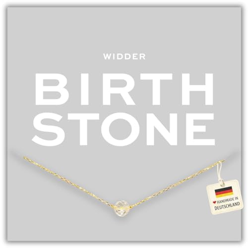 happymaker - Geburtsstein Kette, vergoldete Silberkette 925 mit echtem Edelstein als Geburtsstein für jedes Sternzeichen, handgefertigt in Deutschland, Spruchkarte und Geschenkverpackung