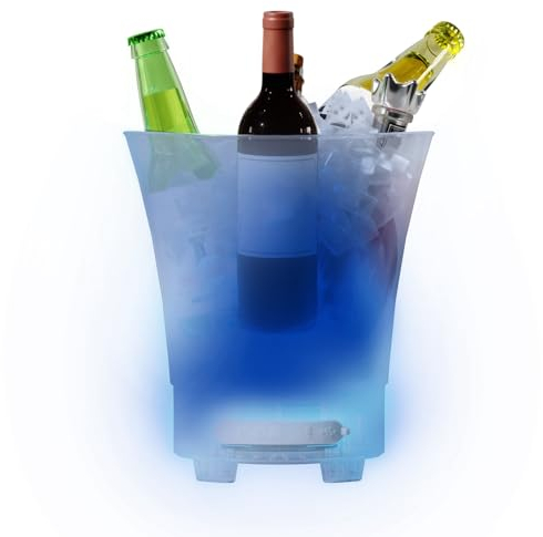 LED-Eiskübel mit Bluetooth-Lautsprecher, 7 L, Großes Fassungsvermögen, 4 Lichtmodi, Bunter Wein, Eisbierkübel mit Deckel, 1200 MAh Typ C, Aufladung, für Bar, KTV, Party,