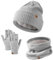MARUKO Wintermütze Mütze Schal Handschuhe Set für Kinder, Mädchen Jungen Halswärmer Touchscreen Fäustlinge Weiches Fleece Futter Elastisch Sport Outdoor Geschenke für Kinder (Grau)