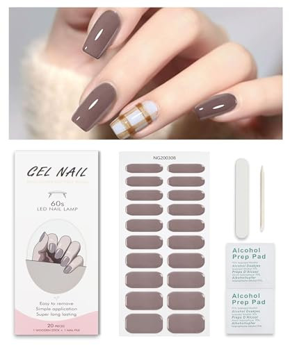 Nagelfolie Braun, KALEFUL Gel Nail Nagelfolien Selbstklebend Uv Härtend Nail Art Sticker Dekoration Nageldesign Zubehör