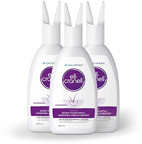 Ell Cranell, 3x200 ml Lösung bei hormonell-erblich bedingtem Haarausfall, für Männer und Frauen geeignet, zielgerichtete Wirkung gegen DHT, Vorteilspackung