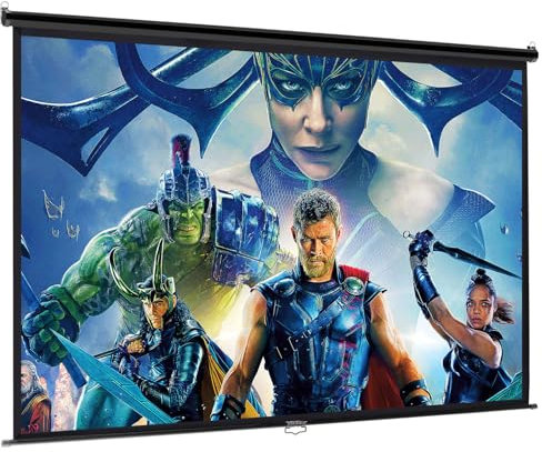 INMOZATA Pull Down Projector Screen 60 inch/133x75cm Wall & Ceiling Mounted HD Projection Screen with 16:9 Ratio Matte White Screen for Home School Cinema Theater Outdoor Indoor Public Display-Black