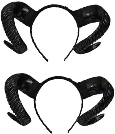 GALPADA 2stücke Kunstleder-horn-haarreif Für Halloween-party Cosplay-schafhorn-stirnband Leichtes Rutschfestes Accessoire Für Auftritte Und Fotorequisiten Für Herren Und Damen
