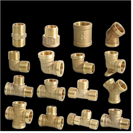 DN15 G 1/2 Male Female Brass Staight Nipple Coupler Union 45 Degee Elbow Y Tee Corner Corss 3 4 Ways Pipe Fitting Connector Pipe Fitting(Elbow F-M)