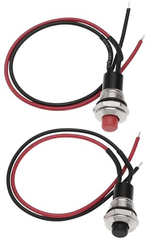 VGOL 2 Stück Killschalter für E-Gitarre 10 Mm Runder Druckschalter Momentaner Druckschalter mit Kabel für E-Gitarre Und Haushaltsgeräte