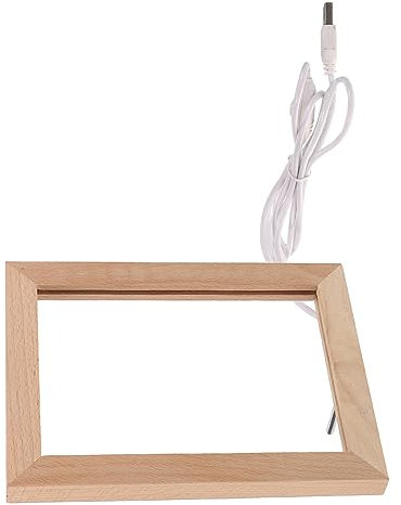 ETHZZLE Leuchtender Bilderrahmen Holz-Fotohalter -Fotorahmen Tisch-Fotorahmen Nachtlicht für den Desktop