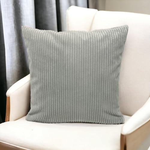 Dekorativer Kissenbezug 50x60 Grau (2er Set) Kordsamt RoKoTextilien