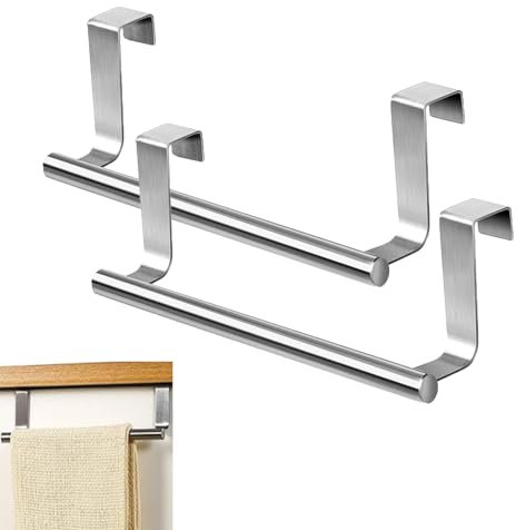 Lot de 2 Porte-Serviettes, Porte-Torchons Suspendu aux Portes des Placards, Porte Serviette en Acier Inoxydable, pour Salle de Bain et Chambre à Coucher, Porte-Serviettes de Porte, Cuisine