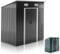 Jago® Abri de Jardin - 194×182×121,5cm, en Acier, Porte Coulissante, Résistant, Cadre Fondation, Toit Penché - Cabane Extérieur, pour Stockage et Outils (Gris Foncé)