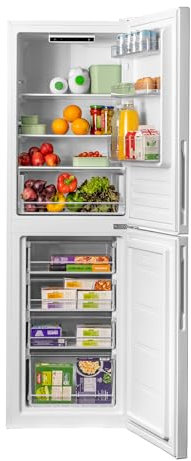 SIA SFF17654WE 50/50 Split Freestanding 252L Combi Fridge Freezer with 4* Freezer Compartment in White, Low Frost, Electronic Temperature Control, E Rated, Includes 2 Years Parts & Labour Guarantee
