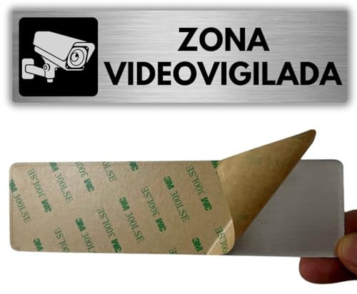 LEIASA | Señal Adhesiva Zona Videovigilada - 5 x 18 cm - Grosor 0.8 mm - Rótulo Cámaras de Seguridad - Señal Area Vigilada - Signo Alarma Conectada - Signo Zona Vigilada - Cartel Adhesivo 3M Camara