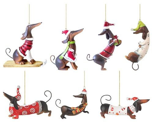 Dachshund Christmas Tree Decorations | Acrylic Dog Christmas Tree Decorations Pendant | Dachshund Car Interior Decorations | Dog Christmas Tree Ornaments for Holiday