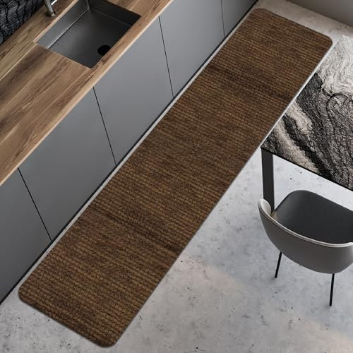 Comart - Tappeto Cucina Nancy - Antiscivolo - Lavabile in Lavatrice - Moderna Passatoia in Ciniglia - Runner per Corridoio e Cucina - Morbido e Resistente - Made in Italy - Marrone Scuro - 50x230 cm