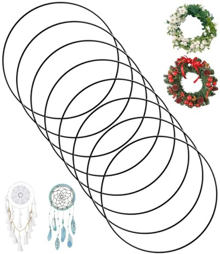 8 Stück 25cm Metallringe zum Basteln, Metallring Schwarz, Dekoring zum Aufhängen, Drahtringe zum Basteln für Wickeltechnik Traumfänger Floristik Hochzeitskranz Weihnachtsdekoration