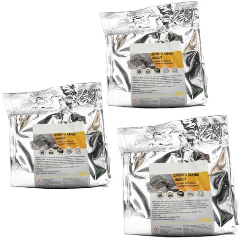 Paluplus 6 kg di Cemento Rapido, Riparazioni Veloci su Calcestruzzo, Ideale per Fughe e Malte, Uso Interno ed Esterno, per Intonaci e Pavimenti, 3CF x 2Kg -3001F