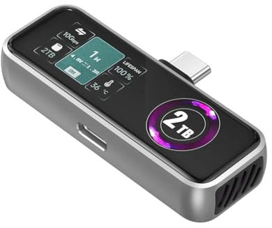 ZIKE Z791C Magnetic Portable SSD 2 TB, ventilador externo integrado SSD, grabación de vídeo ProRes 4K 120 fps, USB 3.2 Gen2 hasta 990 MB/s, soporta puerto PD3.0 de carga de 27 W, compatible con iPhone