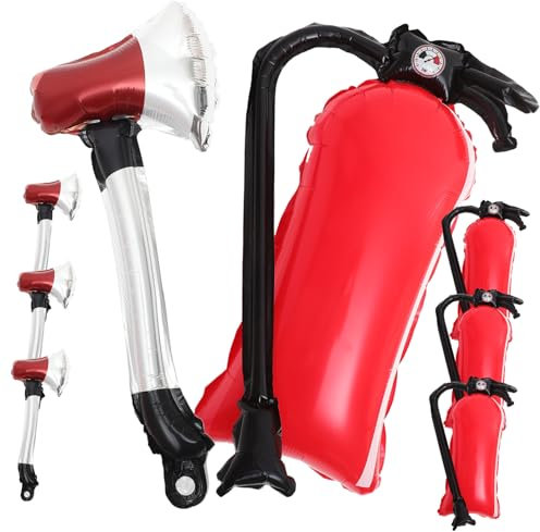 Toyvian 1set Fire Extinguisher Shaped Balloons Inflatable Firefighter Cute Fire Axe Extinguisher Designs Foil Easy to Inflate for Birthday Celebrations