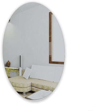 Adhesivo de pared de espejo, azulejos de espejo de cristal, espejos montados en la pared, pared colgante para baño, dormitorio (ovalado)