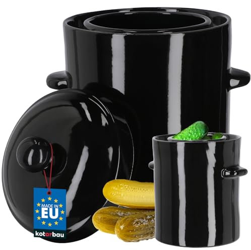 KOTARBAU® Gärtopf Steinzeugtopf Steingut 5 l Kimchi Behälter Rumtopf Tontopf Sauerkrauttopf Tontopf mit Deckel Rumtopf Steingut mit Deckel Ebenholz Gurkentopf Hermetisch