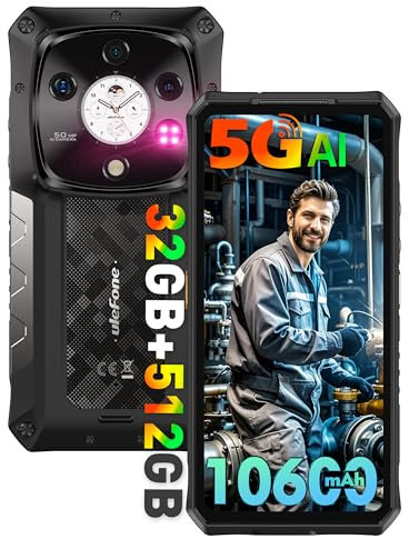 Ulefone Armor 28 Pro Outdoor Handy 5G AI Smartphone 32GB+512GB/SD-2TB, 6,67 FHD+ 120Hz AMOLED+1,04 Sub-Bildschirm 10600mAh 120W 50MP + 50MP +50MP + 64MP Nachtsicht Android 14/3-Slots/OTG/NFC Schwarz