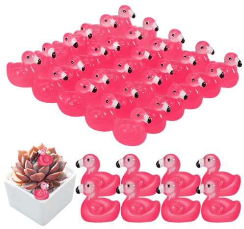 SOPOTUTU Night Glow Flamingo Dekofigur aus Kunstharz, 100 Stück, Portable | Glow in The Dark Effekt, Niedliches Design, für Weihnachten Mottoparty, Halloween Party, Outdoor Aktivitäten