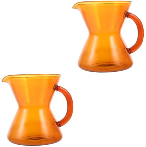 TOPPERFUN 2 Pezzi versare sopra la caffettiera caraffa brocca orecchio pentola casa bollitore per il caffè caffettiera con coperchio versatile bollitore in Bicchiere Giallo